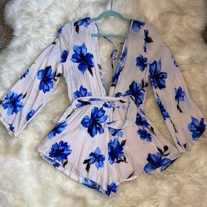 Blue Flower Romper